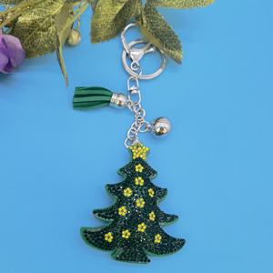 Llavero de terciopelo personalizado al por mayor con diamantes de imitación, colgante de árbol de Navidad de Papá Noel - Product Image 4