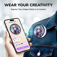 Badge numérique intelligent personnalisé 1,85 pouce, écran TFT portable, contrôle par application, vidéo dynamique, broche, batterie rechargeable, Type-C