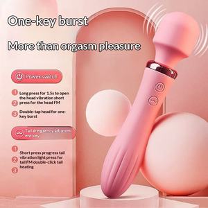 Masseur vibrant double tête AV pour orgasme féminin - Massage à forte vibration pour masturbation féminine - Double stimulation clitoridienne - Product Image 5