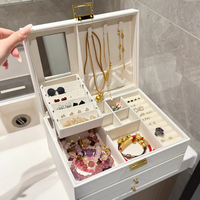 Boîte de rangement de luxe en PU et velours pour bijoux, grand format, idéale pour offrir, pour bagues, boucles d'oreilles, colliers et bracelets