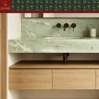 GOLDKING Moderner Grüner Onyx-Marmor Waschtisch Wandmontiert Einzelwaschbecken Mit Schublade für Villa-Apartment-Projekte
