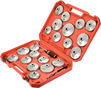 Jeu de clés à filtre à huile en aluminium de 23 pièces, kit d'outils de démontage de filtre à huile de type coupelle robuste avec cliquet de 1/2 pouce et étui