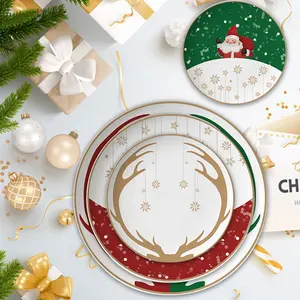 2022 신제품 산타 클로스 세라믹 접시 레스토랑 홈 뼈 중국 식기 크리스마스 플레이트 식탁
