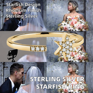 แหวนเงินแท้ 925 รูปปลาดาว ดีไซน์เปิด สไตล์ฤดูร้อน ป้องกันการแพ้ สำหรับผู้หญิง สวมใส่ได้ทุกวัน งานแต่งงาน ชุบโรเดียม - Product Image 3