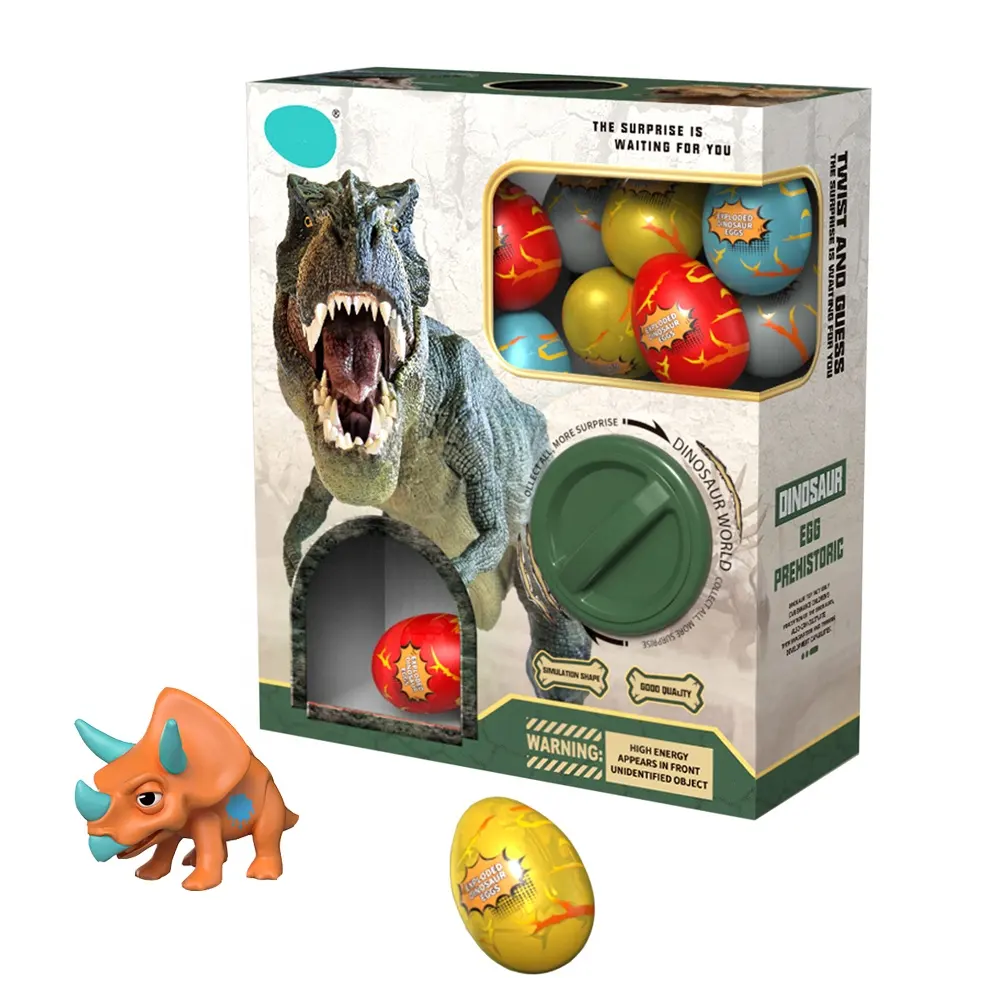 Colorato dinosauro uovo torsione macchina giocattolo capsula gachapon dino animale sorpresa uova giocattolo per bambini giorno di pasqua con 12 pezzi disegni