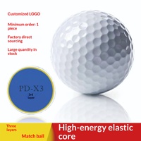 Balles de golf de compétition personnalisables avec motifs de logo imprimés, en caoutchouc synthétique Sarin à 3 couches, pour le prochain match