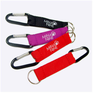High Quality Custom Woven Logo Satin Carabiner Short Keychain Lanyard with Key Ring Strap Promotional Keychains & Carabiners