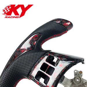 Volante deportivo personalizado estilo F1 en fibra de carbono forjada roja y cuero, adecuado para Nissan 350z 370z GTR R35 - Product Image 2