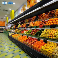 Réfrigérateur Vitrine Ouverte Multi-Niveaux SDERE - Réfrigérateur à Fruits et Légumes à Refroidissement par Air avec Éclairage LED 1~10, Dégivrage Automatique et Rideau de Nuit
