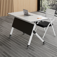 Table de conférence pliable avec chaises intégrées, combinable, mobile, multifonctionnelle, en acier inoxydable, nouveau style chinois, pour bureau