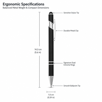 Stylos à bille métalliques rétractables 2-en-1 de luxe avec logo personnalisé, pointe tactile pour cadeaux d'entreprise
