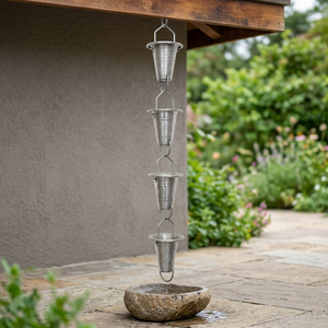 Cadena de Lluvia de Cobre, Adorno de Jardín, Decoración Colgante para Exteriores, Resistente a la Intemperie, Acabado Pulido, Forma Irregular - Product Image 1