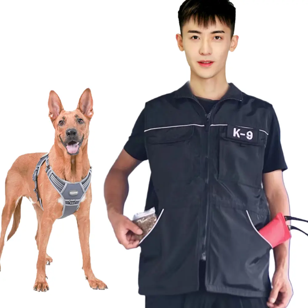 K9 malzemeleri yansıtıcı köpek eğitmen yelek Anti Scratch köpek eğitim elbise cep ile