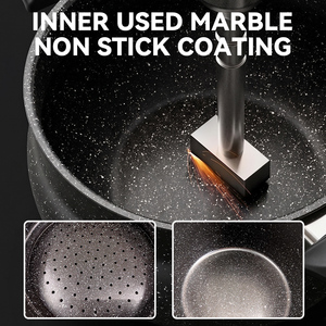 Ensemble de casseroles en aluminium antiadhésif 20/24/26 cm, comprenant une marmite à ragoût, une marmite à soupe, un <span class=keywords><strong>couscoussier</strong></span>, une casserole, un <span class=keywords><strong>couscoussier</strong></span> en marbre et une cocotte vapeur - Product Image 6