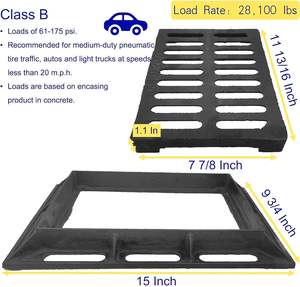 <span class=keywords><strong>Grille</strong></span> de drainage et cadre en <span class=keywords><strong>fonte</strong></span> Divine, couvercle de canal de voie d'accès robuste de classe B, <span class=keywords><strong>grille</strong></span> de drainage de tranchée extérieure avec base - Product Image 5
