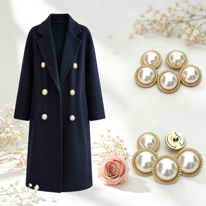 Vintage Imitation Pearl Metal Shank <b>Buttons</b> Gold Lace Rim Round Decor <b>Buttons</b> For Coat Cardigan Sweater - Product Image 4