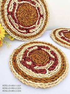 Eco-friendly Natural Woven Corn Bran Round Tablemat Tea Cup Mat Straw <b>Rattan</b> <b>Placemat</b> Heat Insulation Coasters from Vietnam - Product Image 4