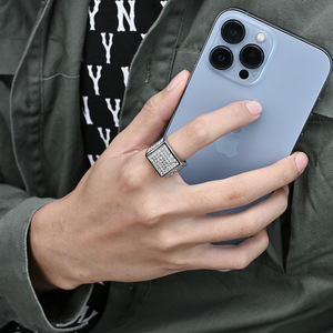 Men's Geometric <b>Titanium</b> Steel <b>Ring</b> Full Gold Plated With Micro Pave Diamonds Party Fashion Jewelry - Product Image 2