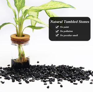 Ciottoli decorativi in pietra di ossidiana nera con trucioli di pietra di cristallo naturale 0.9 Lb/405g per <span class=keywords><strong>la</strong></span> decorazione della casa - Product Image 3