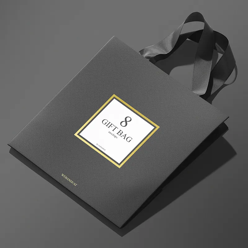 Custom Printing Luxury Shopping Bag Weeding Bridesmaid Gift Cosmetic Bag Black Shopping Bag