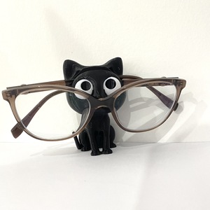 Support de lunettes de bureau en plastique noir, design artistique moderne en forme de chat imprimé en 3D, série Fantasy, monture de lunettes mignonne en forme de chat - Product Image 3