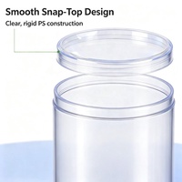 Pot d'emballage cylindrique transparent en plastique PS blanc avec couvercle à clipser, modèle JNH-012, pour biscuits, mousses, gâteaux, bonbons, papeterie et produits de beauté