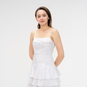 Vestido de Mujer Elegante y Sexy, Diseño Personalizado de Alta Calidad, Mini Vestido Blanco con Volantes, Cierre Oculto, No Transparente - Product Image 2