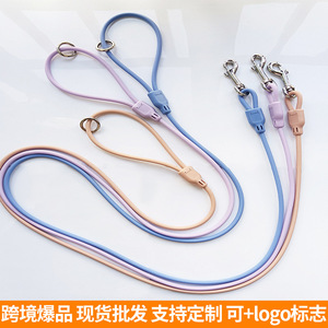 Laisse pour animaux de compagnie en PVC, corde ronde, bleu clair, violet, rose, pour chiens de taille moyenne et grande, imperméable, non rétractable, couleur unie - Product Image 3