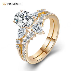 Bague de fiançailles en or jaune 18 carats 14 carats sur mesure de luxe, sertie d'un moissanite ovale, bague de fiançailles en diamant DEF, alliance de mariage - Product Image 1