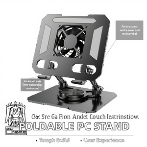 Giá đỡ điện thoại di động để bàn VANARSE có thể điều chỉnh, gấp gọn, bằng kim loại, có quạt làm mát cho máy tính xách tay - Product Image 2