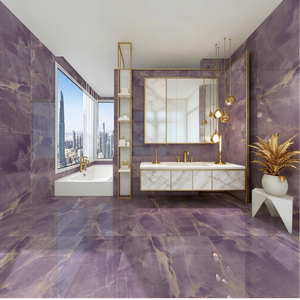 Carreaux muraux intérieurs <span class=keywords><strong>en</strong></span> porcelaine de luxe moderne de haute qualité 600x1200mm, couleur jade violet, bleu-vert, résistants aux acides - Product Image 3