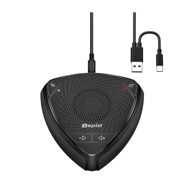 Professional USB Omni-Directional Office Speakerphone with Mute Button & Echo Cancellation for Conference Room Use