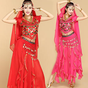 Jh519 tissu écharpe en mousseline de soie 6 pièces pour filles adultes Performance princesse ensembles de vêtements 2025 indien danse du ventre Topknot et <span class=keywords><strong>fleur</strong></span> - Product Image 1