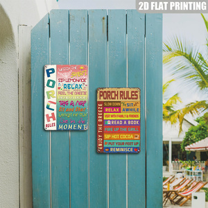 Panneau métallique « Règles de la véranda » : Regardez le coucher du soleil, savourez une limonade, détendez-vous, ressentez la <span class=keywords><strong>brise</strong></span> – Décoration murale rétro colorée pour patio et jardin - Product Image 5