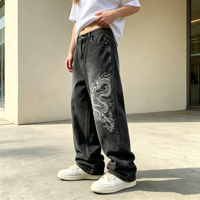 Jeans en denim léger de haute qualité en mélange de coton et de polyester, respirant, fin, décontracté, coupe large et droite, pour hommes et femmes, pour l'extérieur