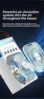 Ventilateur brumisateur intelligent 3 vitesses à cinq trous, humidificateur, ventilateur de refroidissement portable USB à eau, avec lumière LED, pour bureau et usage domestique