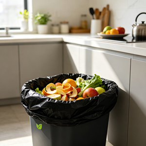 Black HDPE Trash Bag Roll <b>Large</b> Size Waste Bin Liner Heat Seal Plastic Garbage Bag for Household Outdoor Use - Product Image 4
