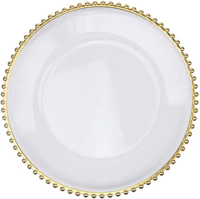 Rim Table Decor Dinner Round Charger Plates Plate Dish Carton Box Navy Gold Sky Glass Europe Customized Size for Party Wedding