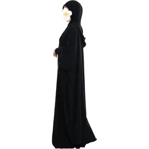Robe de prière musulmane Abaya, robe Abaya à capuche unie en une seule pièce <span class=keywords><strong>pour</strong></span> femmes, robe longue maxi islamique, <span class=keywords><strong>Jilbab</strong></span> Dubaï OEM/Personnalisé - Product Image 4