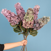 Bunga Hydrangea Buatan dari Kain Sutra Tiruan yang Realistis untuk Dekorasi Rumah Mewah di Hari Valentine, Thanksgiving, Warna Musim Gugur