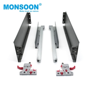 Systèmes de tiroirs dissimulés pour armoire de cuisine, hauteur 128 mm, gris, fermeture amortie, double paroi, à montage sous plan - Product Image 3