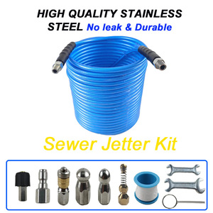 Kit de limpieza de alcantarillado con manguera resistente a la presión de 150 pies, boquillas y herramientas para limpieza de desagües - Product Image 3