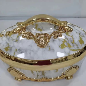 Olla térmica aislada <span class=keywords><strong>de</strong></span> 4L, 5L, 6L, tipo cacerola, <span class=keywords><strong>con</strong></span> diseño <span class=keywords><strong>de</strong></span> mármol dorado real, para servir comida caliente en grandes fiestas familiares y bodas. - Product Image 1