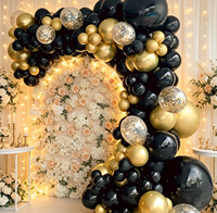 Kit d'arche de ballons noirs et or métallisé, ensemble de guirlandes de ballons DIY pour la décoration de fond d'anniversaire et de Nouvel An