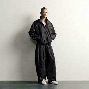 Conjunto Deportivo de Chaqueta y Pantalones Cortavientos de Nailon para Hombre, Traje de Entrenamiento de Dos Piezas con Ribete Reflectante e Impermeable - Product Image 1