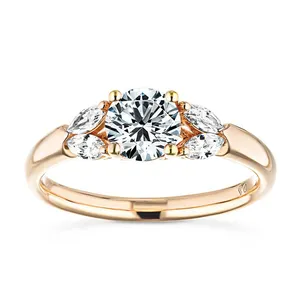 Light Jewelry Wholesale Jewelry 14K Rose Gold 2.00CT Lab Diamond Engagement Ring Solid Gold Ladies Diamond Cluster Ring