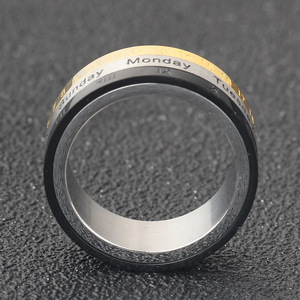 Anillo de calendario de acero inoxidable de 8 mm, giratorio, de tres colores, con fecha, para mujer - Product Image 2