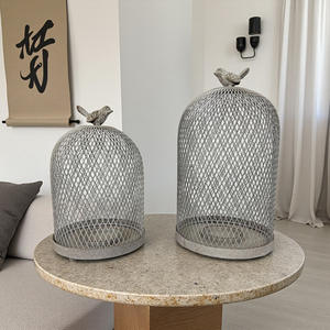 Vaso per fiori in ferro battuto fatto a mano, traforato, a forma di gabbia per uccelli, con motivo a griglia, per <span class=keywords><strong>giardino</strong></span>, stile rustico/country, per decorazioni transfrontaliere - Product Image 3