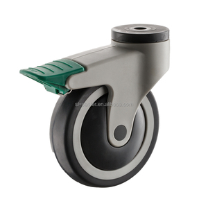 4 Zoll Bremsfähige TPR/Nylon Medizinische Lenkrolle 4\" Schwenkbar mit Bolzenloch Zwei-Positionen-Verriegelung 100kg Mittelschwere Ausführung 100mm Medizinische Rollen - Product Image 1