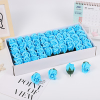 Fleur de Bain Artificielle 50pcs Par Boîte Rose 3 Couches Fleurs de Savon 5cm Tête Mousse Savon Fleur Roses pour Mariage et Saint Valentin